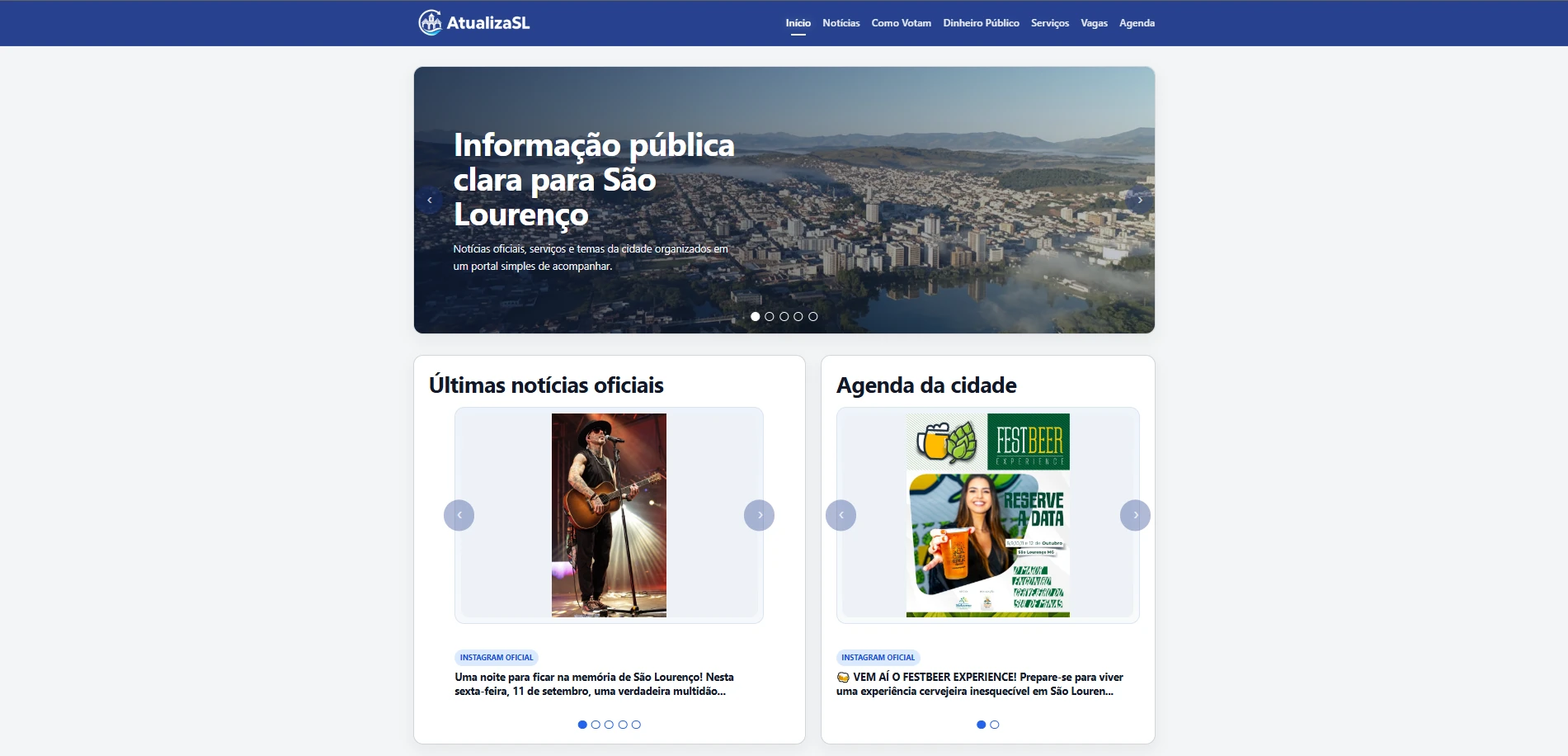 Tela inicial do projeto AtualizaSL