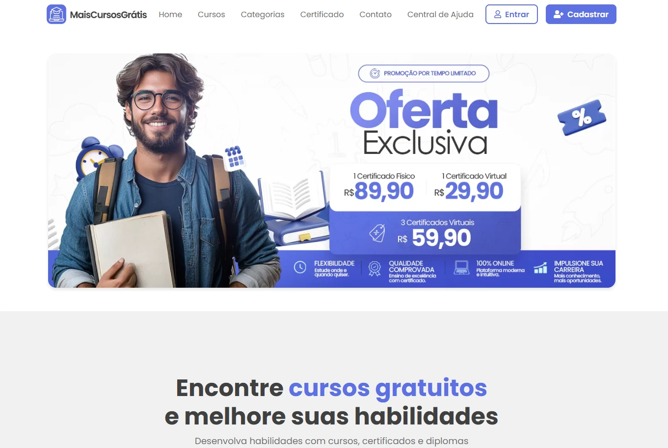 Página inicial do MaisCursosGratis